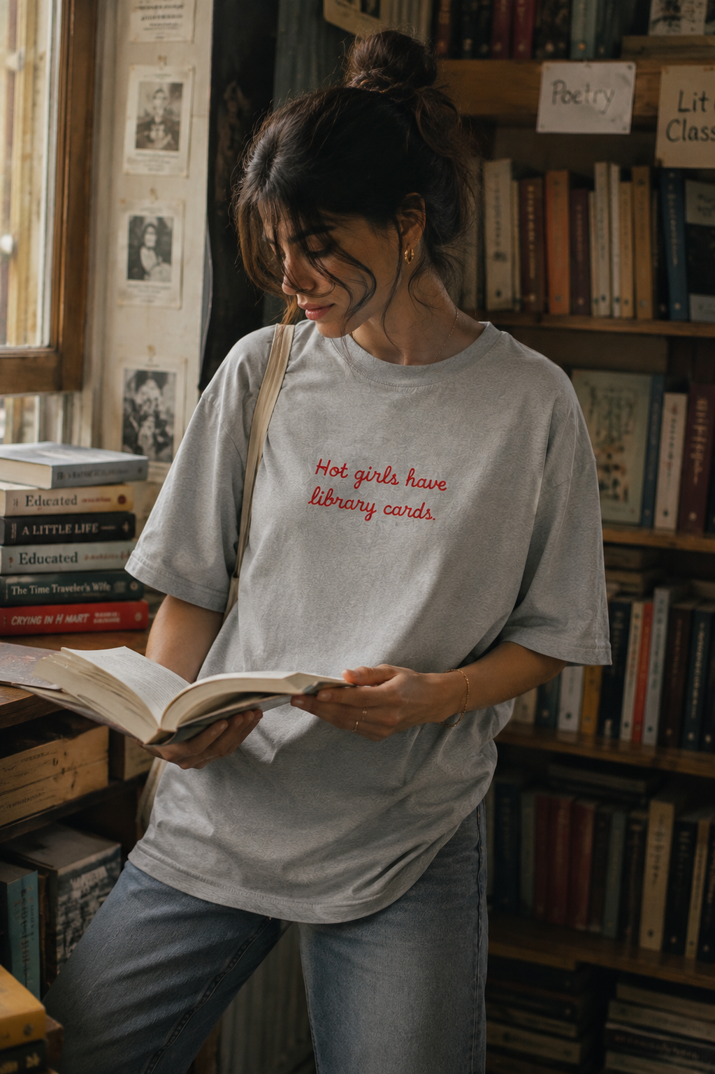 Hot Girls Have Library Cards | Oversized T-Shirt